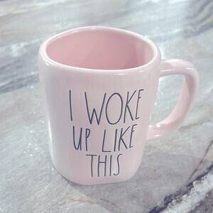 Rae Dunn Mug Artisan Collection "I Woke Up Like This" Pink Ceramic Mug NWT